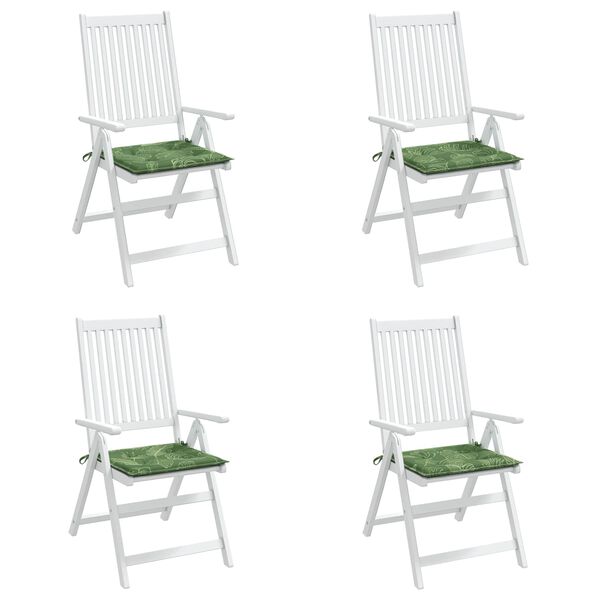 vidaXL Almofadas de cadeira 4 pcs Verde e Branco 50 x 50 x 4 cm