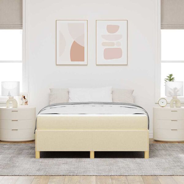 vidaXL Estrutura da Cama com colch&atilde;o Creme 160 x 200 cm tecido