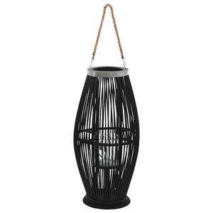 vidaXL Suporte para vela suspenso 60 cm bambu preto
