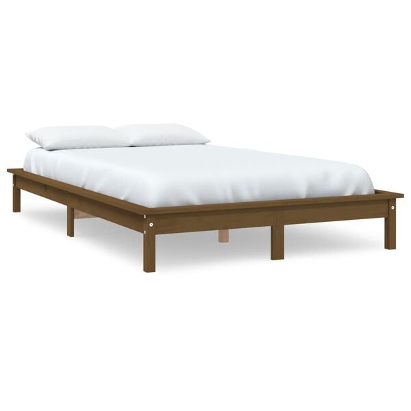 vidaXL Estrutura cama super king 180x200 cm pinho maci&ccedil;o castanho mel