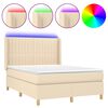 vidaXL Cama box spring c/ colch&atilde;o e LED 140x200 cm tecido cor creme