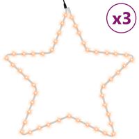 vidaXL Figura natalícia de estrelas + 48 LEDs 3pcs 56 cm branco quente