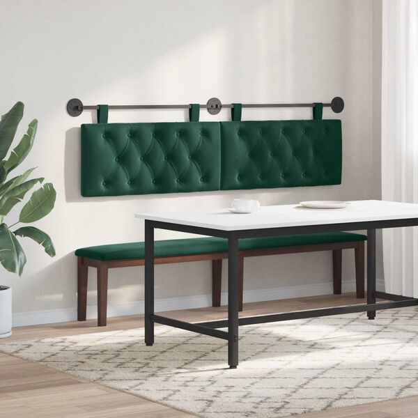 vidaXL Cabeceira Suspensa Verde Escuro 170 x 55 x 7 cm Veludo