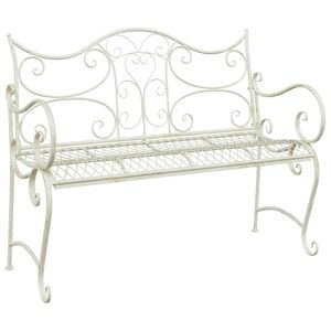 vidaXL Banco de jardim 2 -lugares 114 x 54 x 90 cm A&ccedil;o Branco Antigo