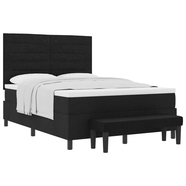 vidaXL Cama Box com colch&atilde;o com cabeceira Preto 140 x 190 cm tecido