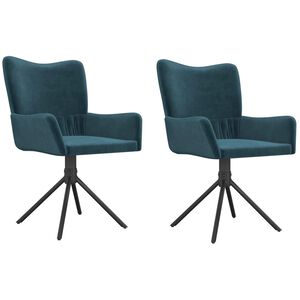 vidaXL Cadeiras de jantar girat&oacute;rias 2 pcs veludo azul