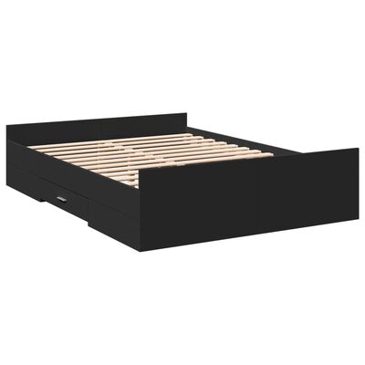 vidaXL Estrutura de cama c/ gavetas 140x190 cm derivados madeira preto