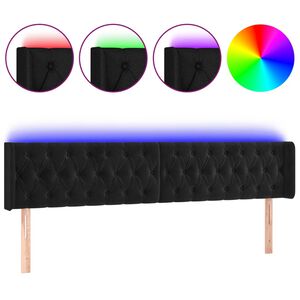 vidaXL Cabeceira de cama c/ luzes LED veludo 203x16x78/88 cm preto