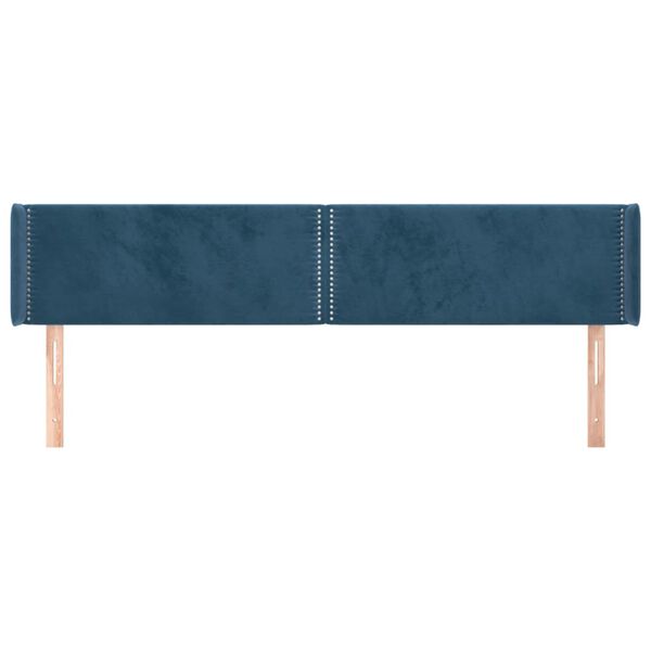 vidaXL Cabeceira de cama c/ abas veludo 163x16x78/88cm azul-escuro