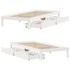 vidaXL Estrutura de cama com gavetas 75x190 cm pinho maci&ccedil;o branco