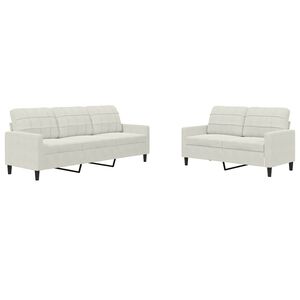vidaXL 2 pcs conjunto de sof&aacute;s com almofad&otilde;es veludo cor creme