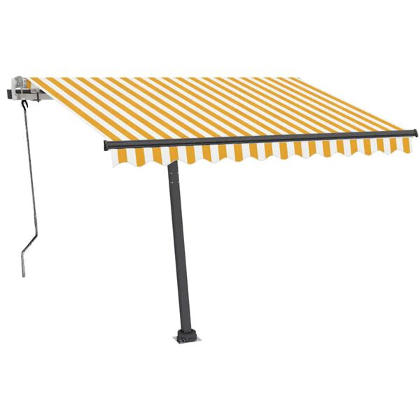 vidaXL Toldo retr&aacute;til manual independente 350x250 cm amarelo e branco