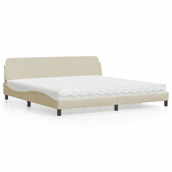 vidaXL Cama com colch&atilde;o Dover 200x200 cm tecido cor creme