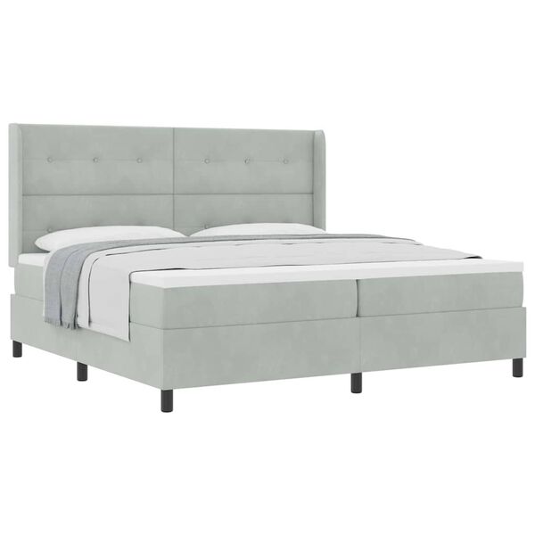 vidaXL Cama Box com cabeceira Cinzento-claro 200 x 200 cm Veludo