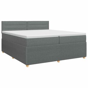 vidaXL Cama box spring com colch&atilde;o Cinzento-Escuro 200 x 200 cm Tecido