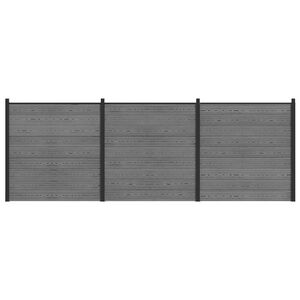 vidaXL Conjunto de Cercas 526 x 186 cm WPC e Alum&iacute;nio Cinzento