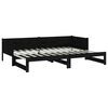 vidaXL Sof&aacute;-cama de puxar pinho maci&ccedil;o preto 2x(80x200) cm