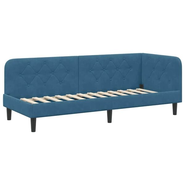 vidaXL Estrutura de Cama de Canto Azul 80 x 200 cm Veludo