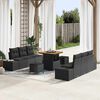 vidaXL Conjunto de Sof&aacute; de Jardim 9 pcs Preto Rattan Sint&eacute;tico