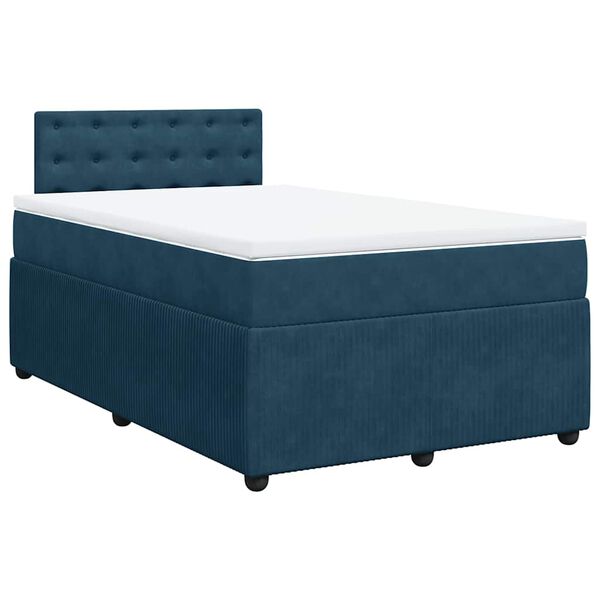 vidaXL Cama boxspring com colch&atilde;o 120x200 cm veludo azul