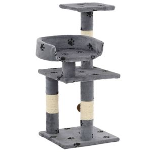 vidaXL &Aacute;rvore para gatos c/ postes arranhadores sisal 65 cm cinzento