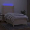 vidaXL Cama box spring c/ colch&atilde;o e LED 80x200 cm tecido cor creme