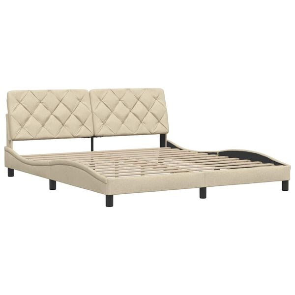 vidaXL Estrutura de cama sem colch&atilde;o 180x200 cm tecido cor creme