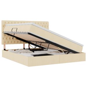 vidaXL Cama com arruma&ccedil;&atilde;o e LED com led Creme 160 x 200 cm Poli&eacute;ster