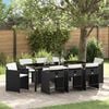 vidaXL Conjunto de Jantar para Jardim com almofada 9 pcs Preto vime PE