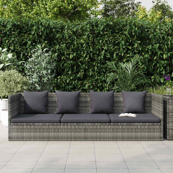 vidaXL Espreguiçadeira de jardim 200x60 cm vime PE cinzento