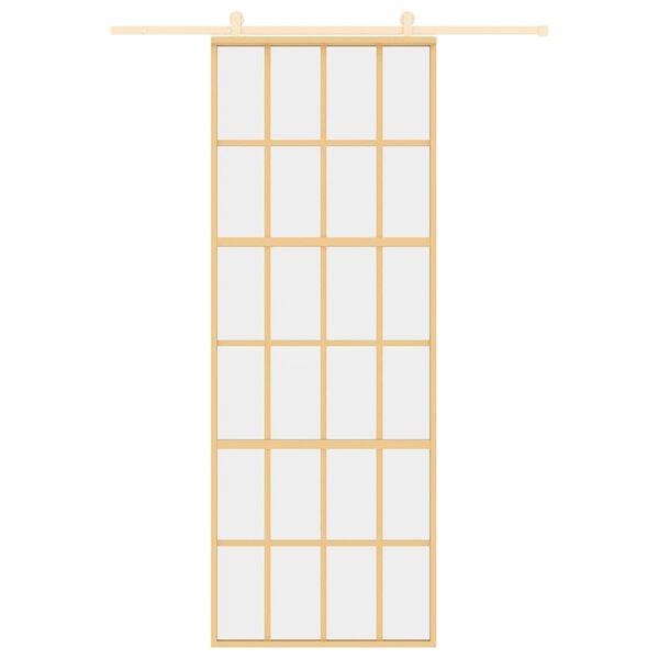 vidaXL Porta deslizante 76x205 cm vidro ESG/alumínio dourado