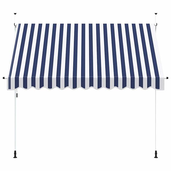 vidaXL Toldo retr&aacute;til manual 300 cm riscas azuis e brancas