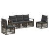 vidaXL Conjunto de Sof&aacute; de Jardim 5 pcs Cinzento vime PE