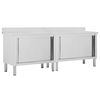 vidaXL Mesas trabalho c/ portas correr 2pcs 240x50x(95-97)cm a&ccedil;o inox.