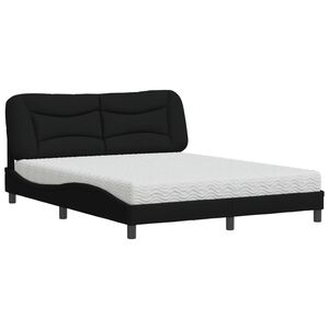 vidaXL Cama com colch&atilde;o Hvar 160x200 cm tecido preto