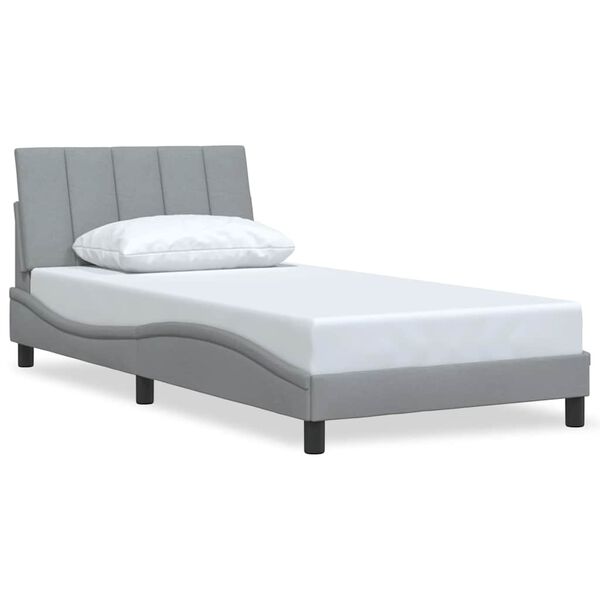 vidaXL Estrutura de cama sem colch&atilde;o Hanko 100x200 cm tecido cinzento-claro