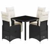 vidaXL 5 pcs conjunto bistr&ocirc; de jardim c/ almofad&otilde;es vime PE preto