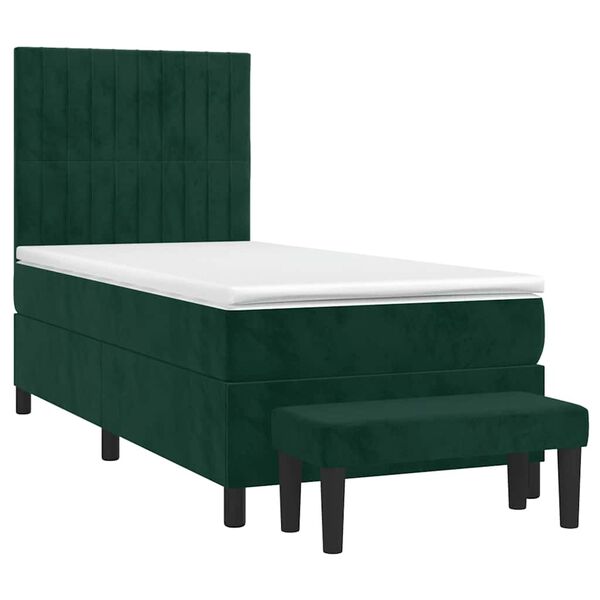 vidaXL Cama com molas/colch&atilde;o 90x190 cm veludo verde-escuro