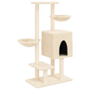 vidaXL &Aacute;rvore para gatos c/ postes arranhadores sisal 117 cm cor creme