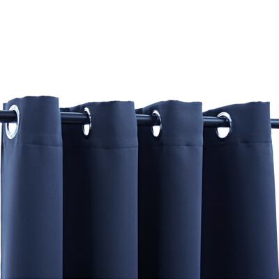 vidaXL Cortinas blackout com argolas em metal 2 pcs 140x245 cm azul