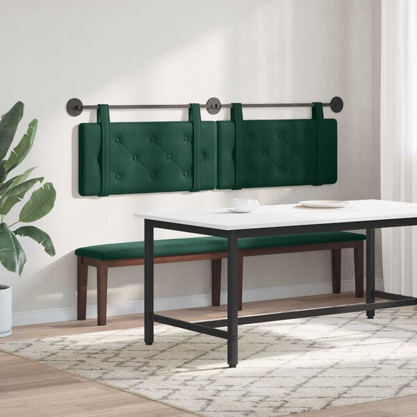 vidaXL Cabeceira Suspensa Verde Escuro 170 x 55 x 5 cm Veludo