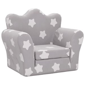 vidaXL Sof&aacute;-cama infantil c/ estrelas pel&uacute;cia cinzento-claro