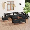 vidaXL 10 pcs conjunto lounge de jardim pinho maci&ccedil;o preto
