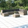 vidaXL 8 pcs conjunto lounge de jardim c/ almofad&otilde;es vime PE cinzento