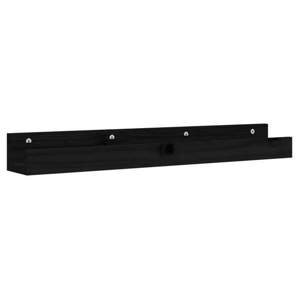 vidaXL Prateleiras de parede 2 pcs 80x12x9 cm pinho maciço preto
