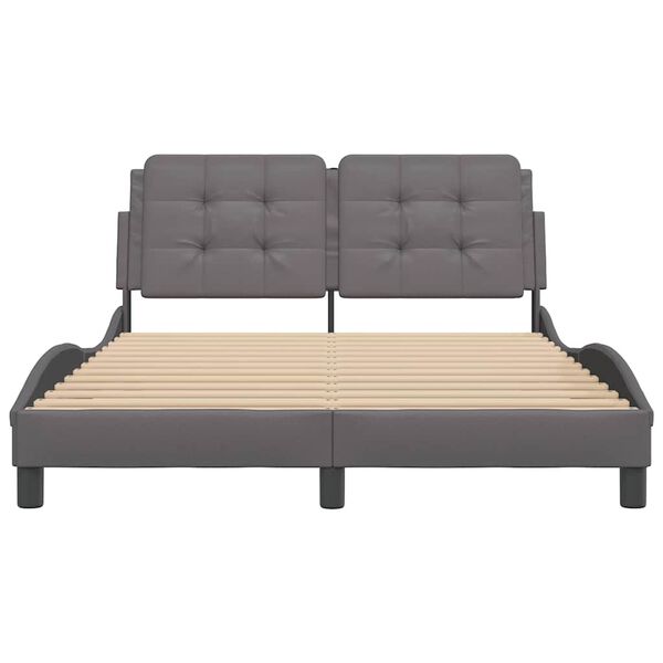 vidaXL Estrutura de cama sem colch&atilde;o Zadar 140x190cm couro artificial cinzento