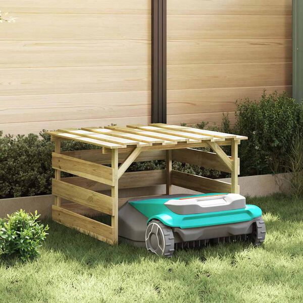 vidaXL Garagem para robot corta-relva Castanho 84 x 80 x 56 cm