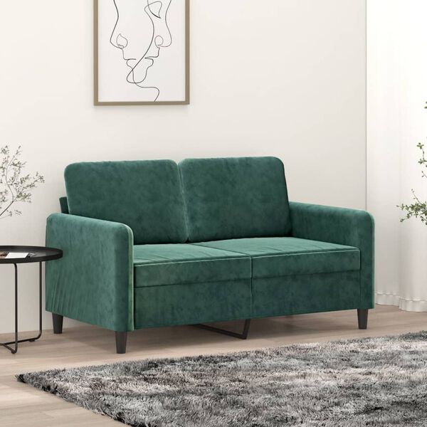 vidaXL Sof&aacute; de 2 lugares 120 cm veludo verde-escuro