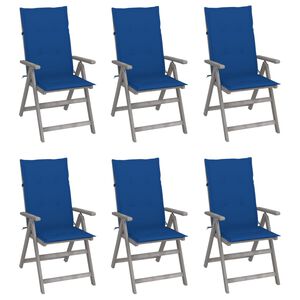 vidaXL Cadeiras jardim reclin&aacute;veis c/ almofad&otilde;es 6 pcs ac&aacute;cia maci&ccedil;a