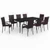 vidaXL 9 pcs conjunto de jantar para jardim castanho e preto